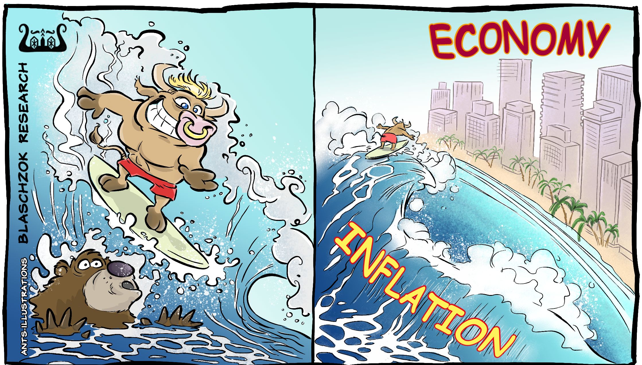 Bullen reiten die Inflation-Tsunamiwelle